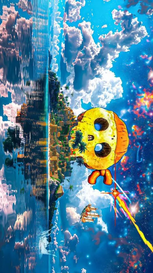 Ảnh đẹp cảnh biển sâu và bọt nước, Luffy trôi giữa dòng, màu xanh thẳm rất lạ.