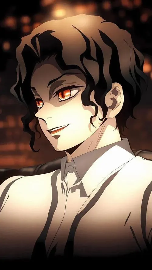 Hình đẹp Muzan tông ấm, nụ cười mỏng, vest gọn, vẻ lịch lãm khiến người xem bất an.