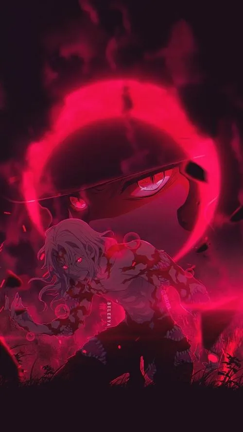 Ảnh ngầu biểu tượng đỏ hồng như mặt trăng máu, khói mù và bóng quỷ, vibe ám ảnh dài lâu.