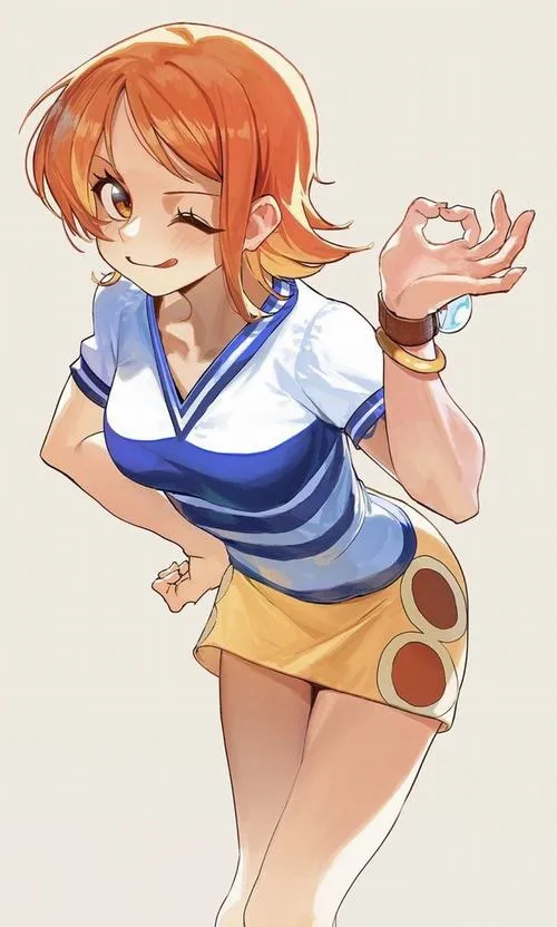 Ảnh Nami cạnh biểu tượng quả cam, chi tiết gợi thương nhớ, tạo chiều sâu cảm xúc rõ rệt