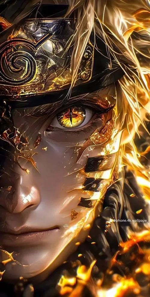 Avatar chân dung anime mắt vàng, họa tiết ánh kim phủ mặt, vibe huyền bí và lạnh lùng.