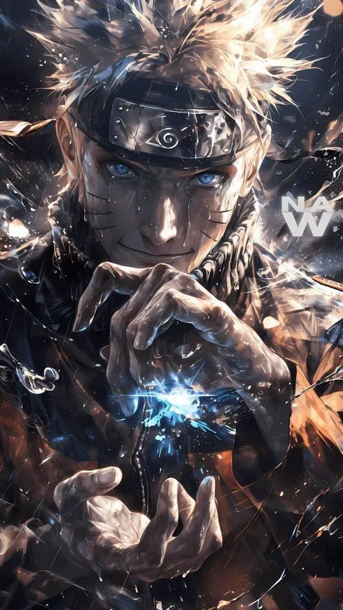 Ảnh ninja tóc bạc kết ấn, tông xám lạnh, sương mù bao quanh tạo chất bí ẩn.