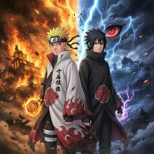 Lookbook 48 Ảnh Hình Nền Naruto Và Sasuke ngầu đối xứng với tông vàng tím rực rỡ