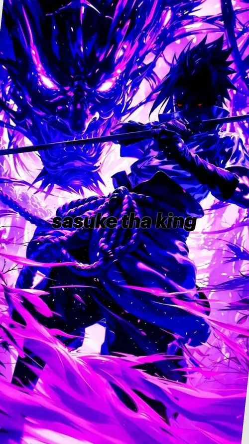 Ảnh Fanart hình bóng Uchiha phủ bởi sét tím, nền tối sâu, cảm giác trầm tĩnh khó đoán.