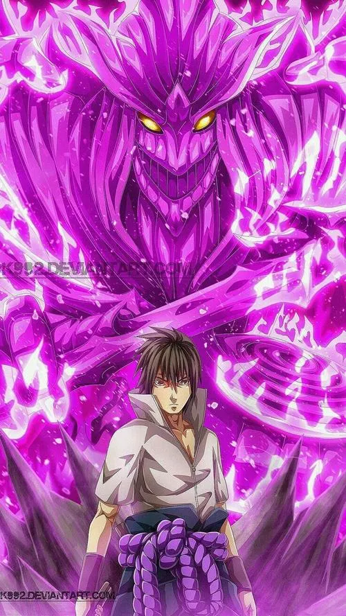 Ảnh bìa Susanoo tím khổng lồ phía sau chủ nhân, khung nền hồng tím, thần thái xa cách.