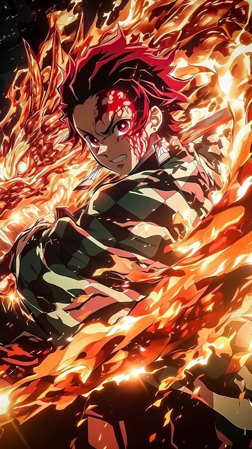Tải Tanjiro bùng Hỏa chiêu rực đỏ cam, vệt lửa ôm kiếm Nichirin nhìn rất đã mắt