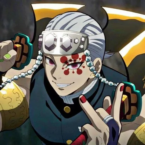 45 Ảnh Hình Nền Uzui Tengen kiểu hành động với đường kiếm như vẽ ra nhịp điệu