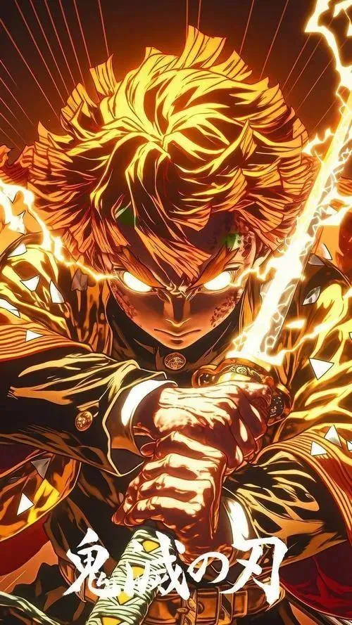 Tải Zenitsu cận mặt rực sét, ánh vàng dày, khí chất Lôi chiêu cực căng màn hình