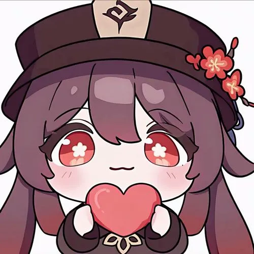 Minh họa Hu Tao chibi nháy mắt, nền pastel, tia sáng nhỏ, nhìn vui và có cá tính