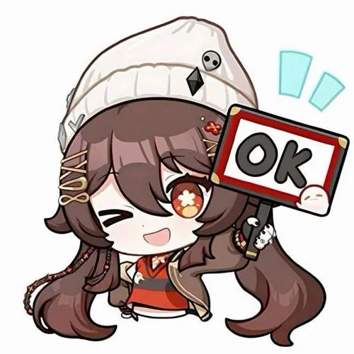 Fanart Hu Tao chibi với bùa giấy và dây tua, nét vẽ mềm, viền rõ, rất dễ nhận ra