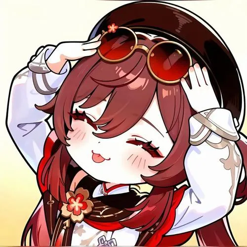 Tranh Hu Tao đáng yêu dáng đứng nhí nhảnh, viền dày, chi tiết cổ áo và tay áo rõ