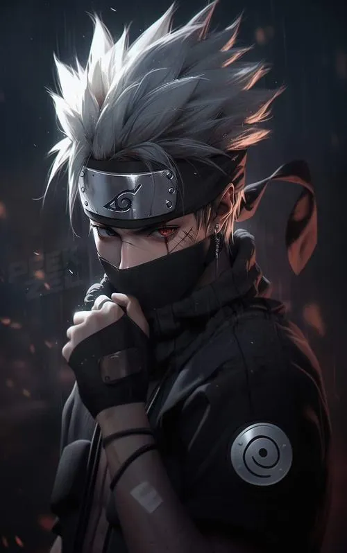 Ảnh 4K Kakashi Hatake với Chidori xanh lóe, tia điện dày, tư thế tấn công cực gắt