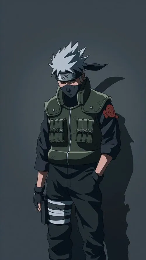 Ảnh bìa Kakashi Hatake góc nghiêng, nền tròn đỏ như nguyệt thực, cảm giác hoài niệm trầm