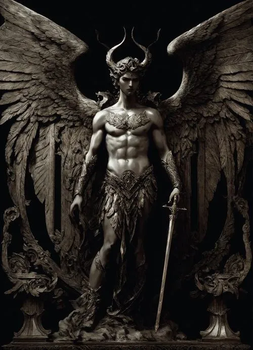 Ảnh Lucifer thiên thần sa ngã và ánh nhìn lạnh như phán quyết từ chính nội tâm