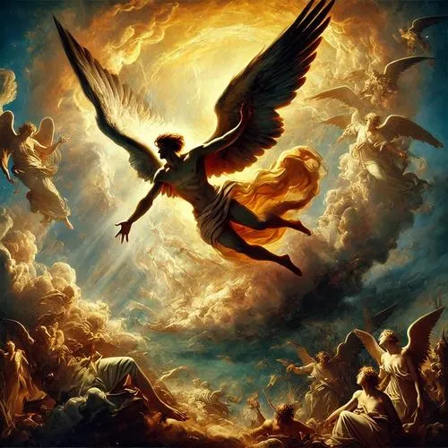 Ảnh Lucifer thiên thần sa ngã, bầu trời giông như gương soi một vết nứt