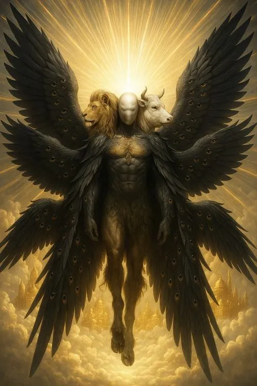 Đôi cánh rách quệt tro bụi tạo bóng đổ dài trên nền đá