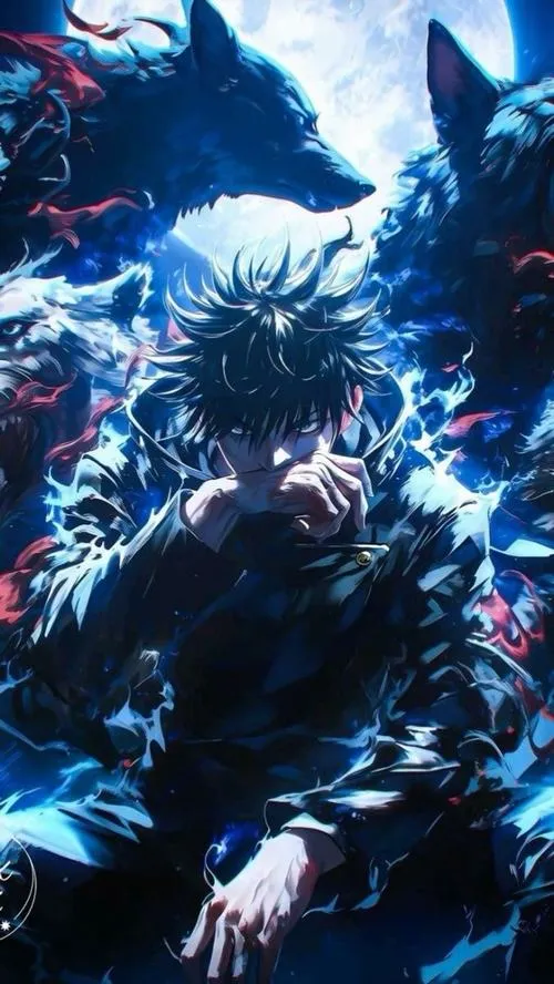 Hình nền đẹp Megumi xoay người kết ấn bóng đổ kéo dài tăng độ kịch tính cho khung hình