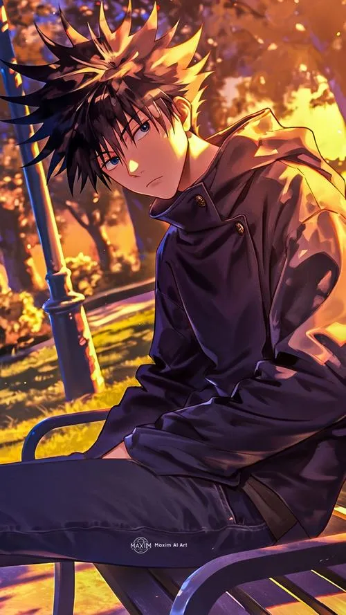 Ảnh fanart Megumi và Panda chung khung nhưng vẫn nổi bật nhờ tông đen xanh đặc trưng