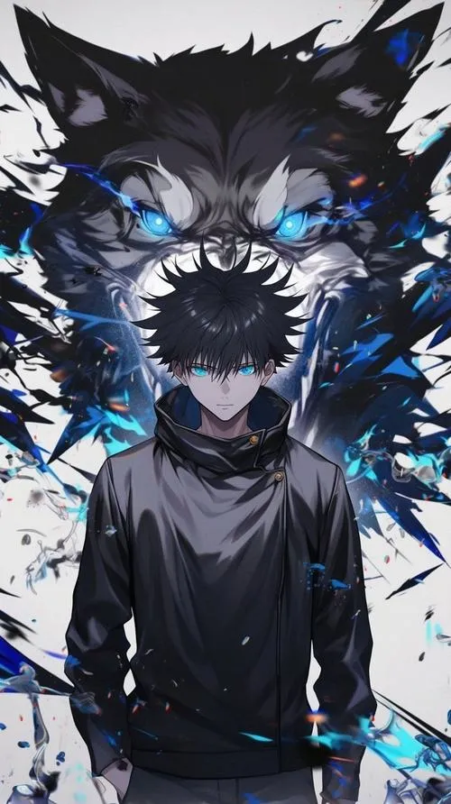 Ảnh bìa Megumi tông đen xanh tóc nhím dựng thần thái nghiêm kiểu thiên tài Zenin