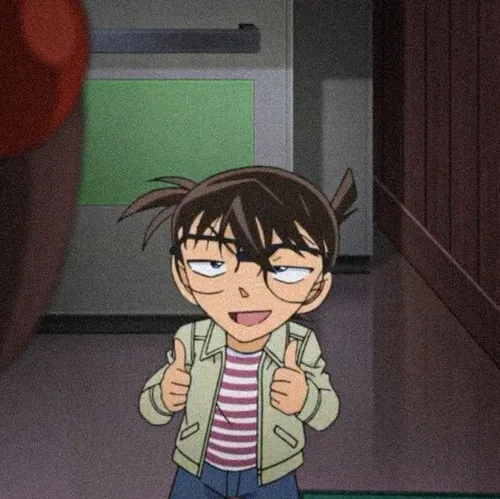 Ảnh chế Conan Edogawa giơ ngón cái, nụ cười nhây bựa khi phá án thần tốc.