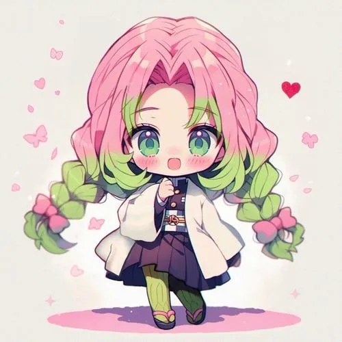BST 60 Ảnh Mitsuri Chibi Cute đẹp từ tóc hồng xanh đến mắt long lanh