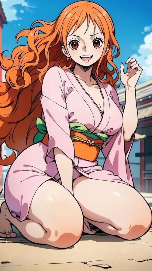 Bộ sưu tập Nami mặc kimono hồng, thắt đai gọn gàng, hợp avatar phong cách truyền thống