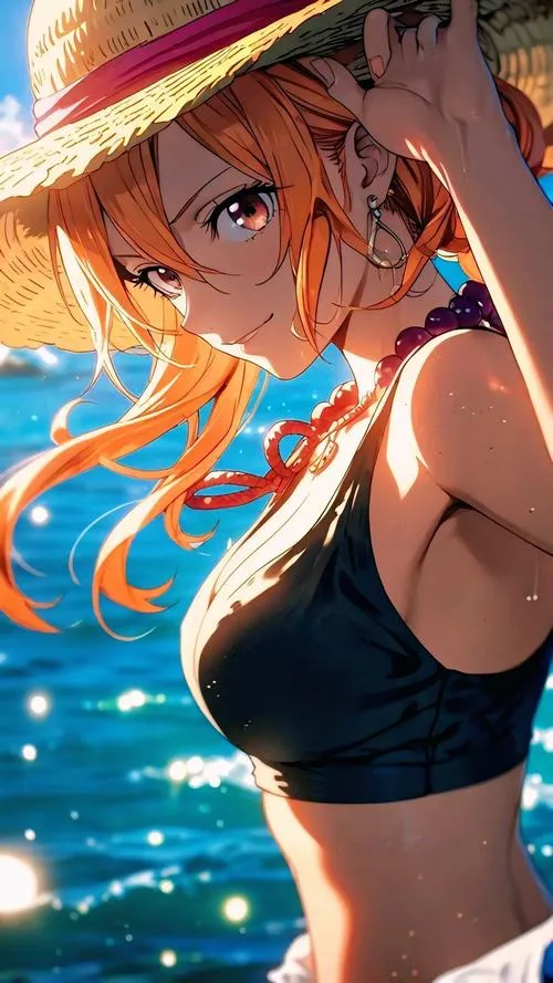 Ảnh Nami trong áo đen ôm sát, đứng giữa ánh đèn đêm, mood trầm mà vẫn cuốn hút