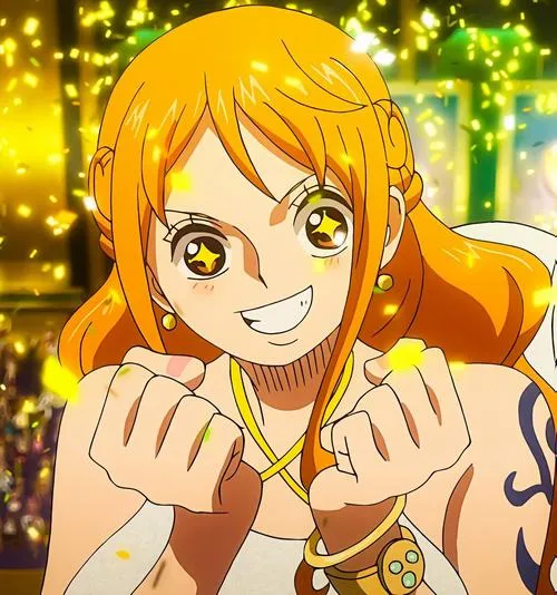 Ảnh Nami trong cảnh biển lặng, gam cam xanh hài hòa, cảm giác bình yên trước bão lớn