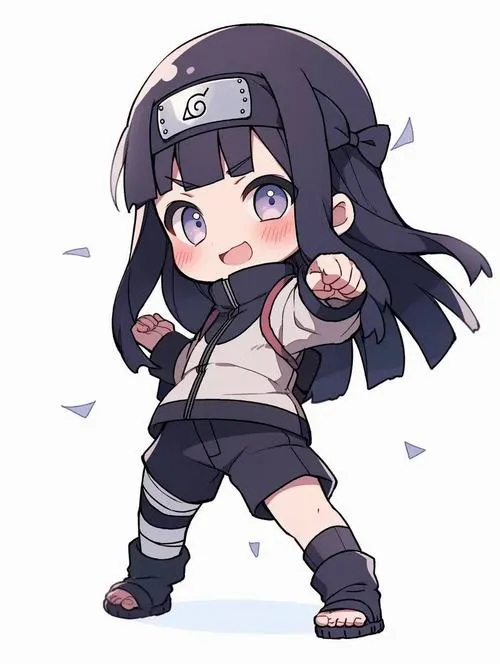 Ảnh bìa Hinata dạng tí hon, tóc đen dài, mắt dịu, tay co nhẹ trước ngực, vẻ rụt rè