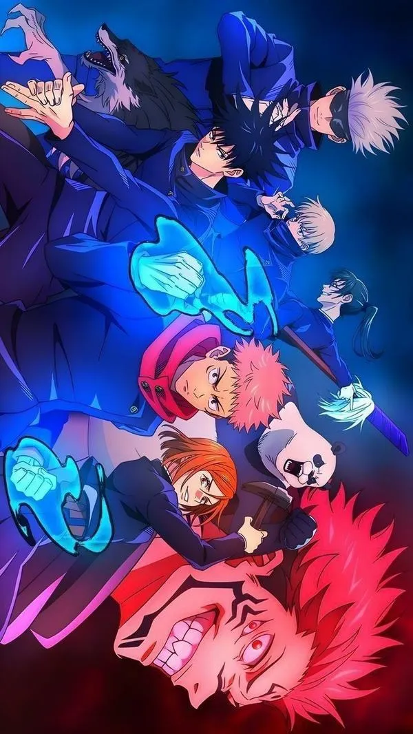 Ảnh Itadori Yuji đứng dưới nắng, nền lá xanh vàng, cảm giác tĩnh sau chiến đấu, hợp ảnh nền dịu