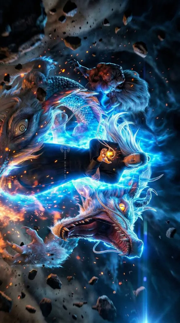 Hình Toji Fushiguro áp sát, cơ bắp nổi, bóng đổ gắt, vệt thương tích nhẹ, cảm giác sát khí lạnh