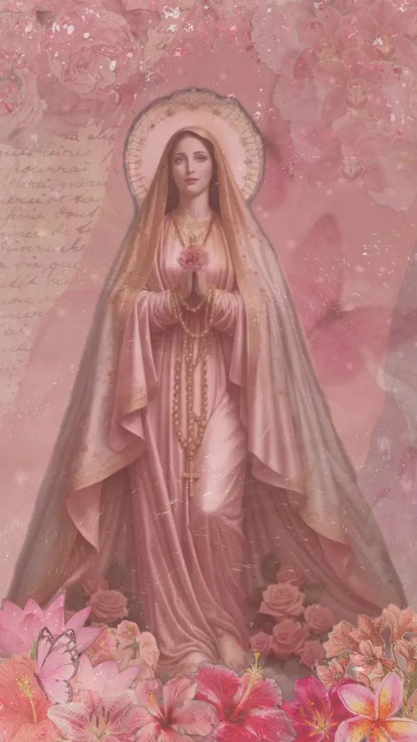 Nền điện thoại chuỗi Mân Côi gợi cầu nguyện gắn với tĩnh lặng thật sâu