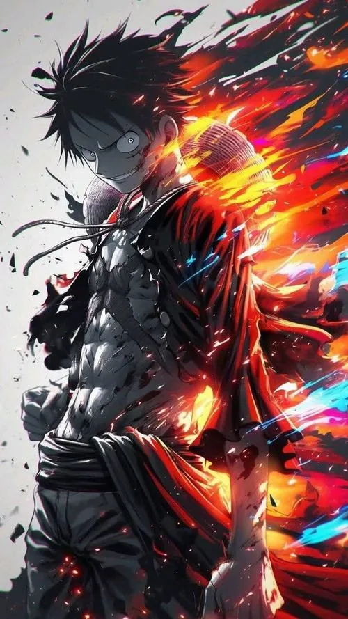 Wallpaper One Piece kiểu Weekly Shonen Jump, bố cục trang bìa, nhìn rộn ràng như tạp chí.