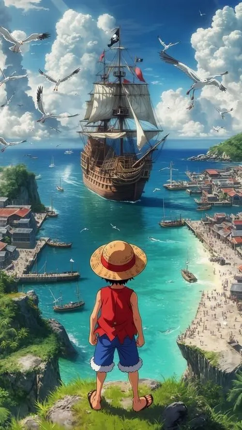 Ảnh fanart One Piece nhấn thanh kiếm và tay kiếm sĩ, đường chém sắc, nhịp chuyển động nhanh.