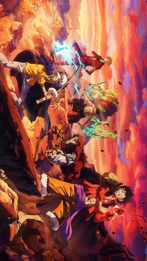 Nền máy tính One Piece có bánh lái và boong tàu, ánh nắng xiên, gợi mùi biển mặn.