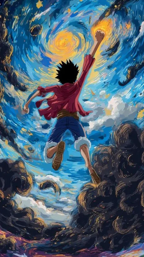 Wallpaper One Piece về Gol D. Roger và kho báu, ánh vàng trầm, vibe huyền thoại.