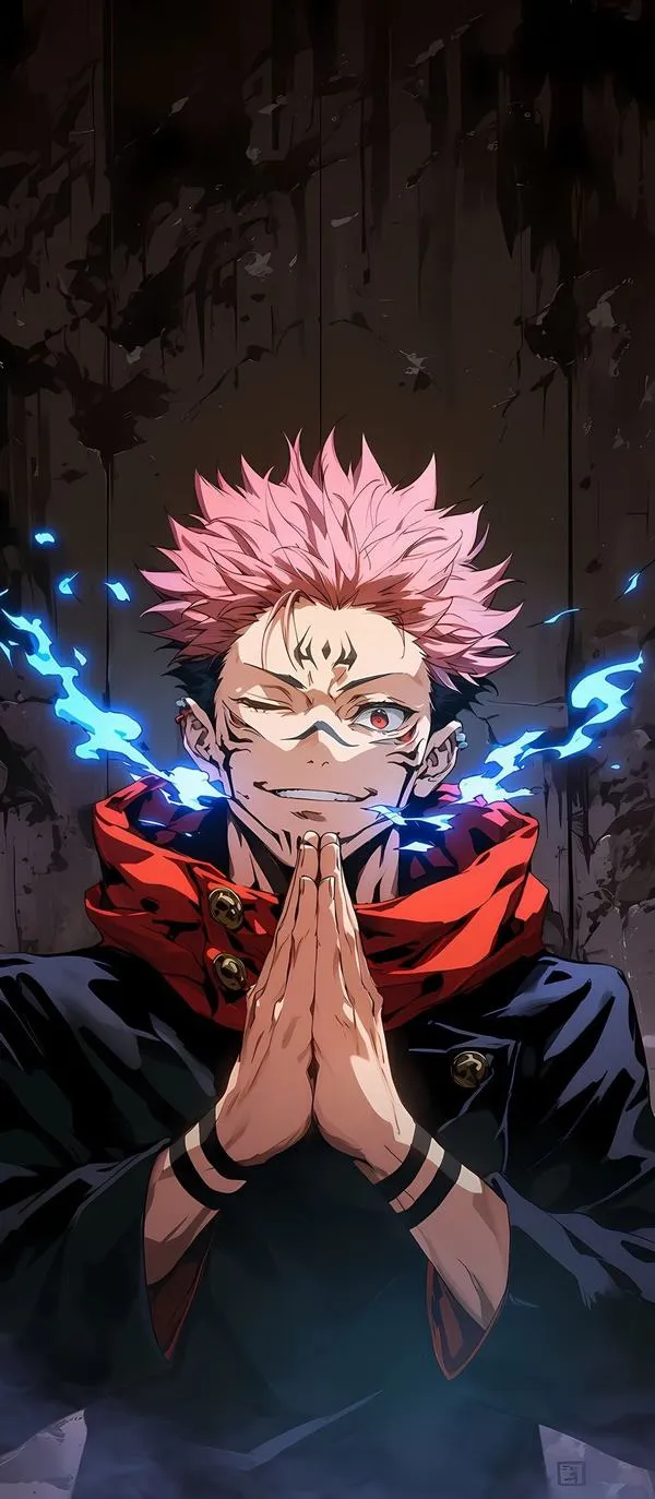 Bộ hình Sukuna Ryomen kimono sáng màu, khăn cổ đen và ánh nhìn sát khí lạnh ngắt