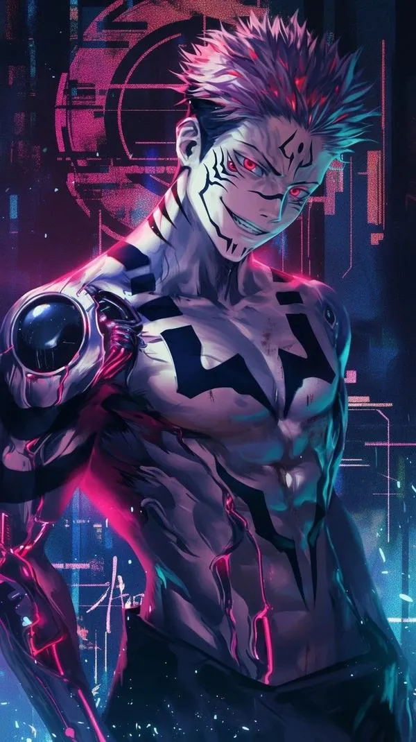 Hình nền HD Sukuna trong Jujutsu Kaisen, tông đỏ đen gắt, áp lực như dội thẳng vào mắt