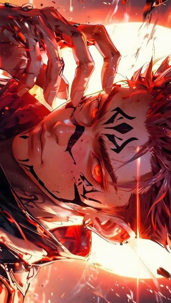 Hình nền Sukuna trong lãnh địa triển khai, mặt đất nứt vụn, không gian như bị băm nhỏ