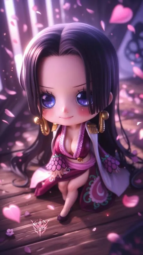 Ảnh fanart Robin chibi ánh tím, tóc dài và dáng ngồi nhỏ xíu, hợp ai thích nét dịu