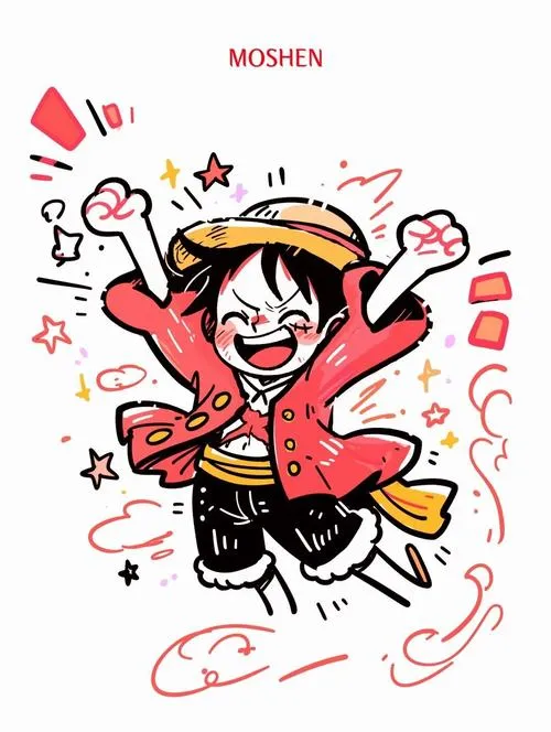 Hình Luffy chibi vẽ nguệch ngoạc vui nhộn, nét đơn giản, hợp làm ảnh đại diện hài hước