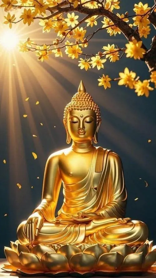 Hình Phật A Di Đà 3D gợi năng lượng tích cực trong không gian tâm linh