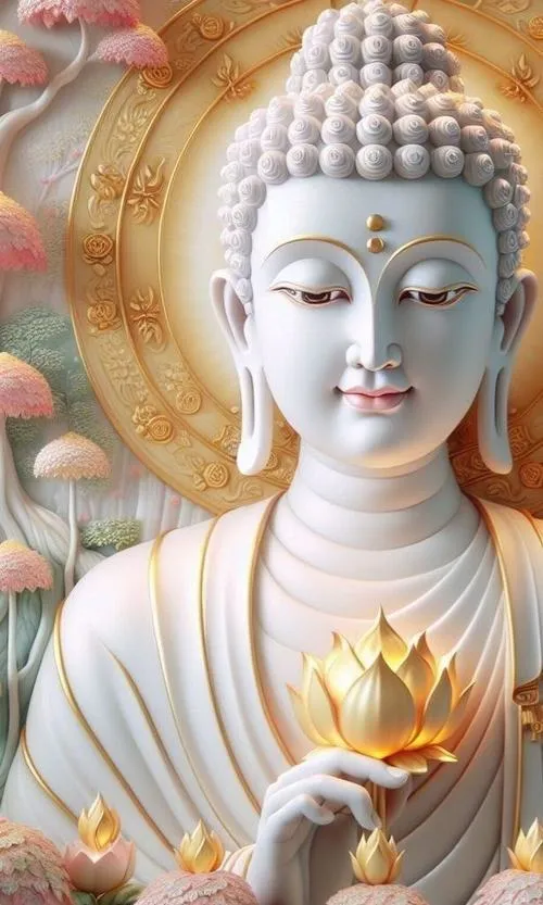 Khuôn mặt Phật thuộc tượng Phật thể hiện ánh mắt từ bi