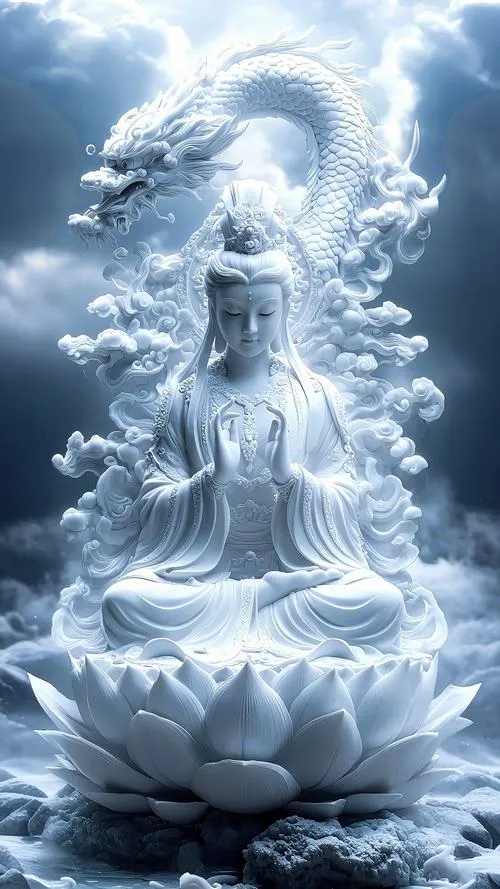 Tượng Phật Quan Thế Âm 3D tạo không gian thiền an yên