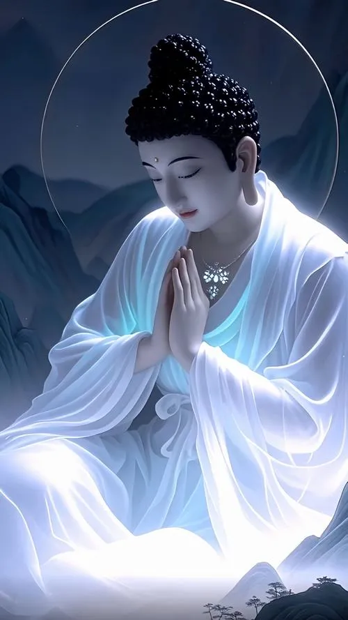 Hình hào quang biểu trưng từ bi trên nền mây sáng