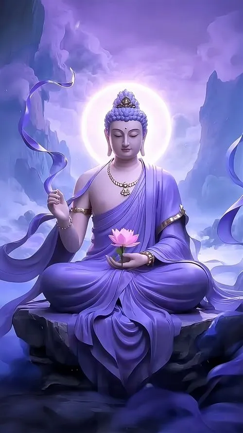 Hình nền an lạc tỏa trong tịnh cảnh với hào quang rực sáng