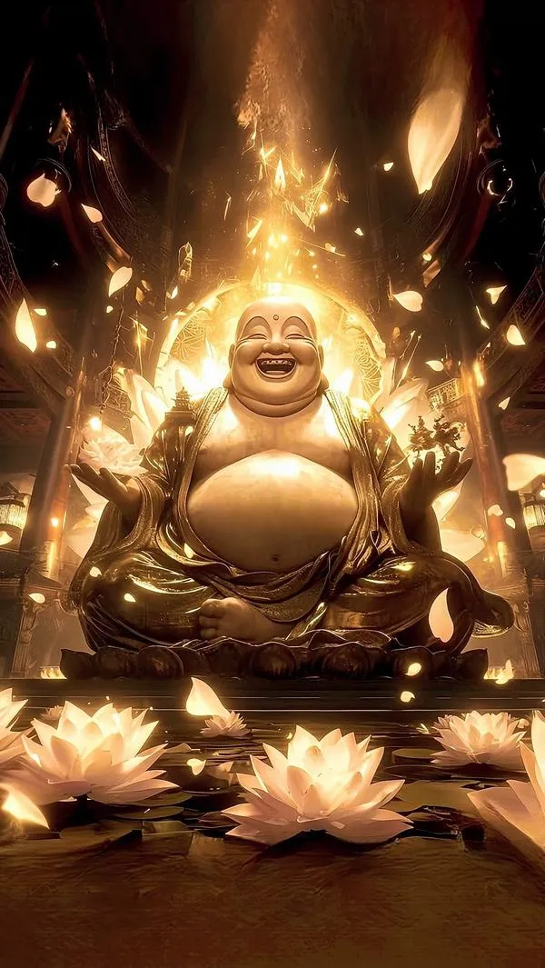 Ánh vàng kim phủ nhẹ giúp tranh Phật thêm linh thiêng