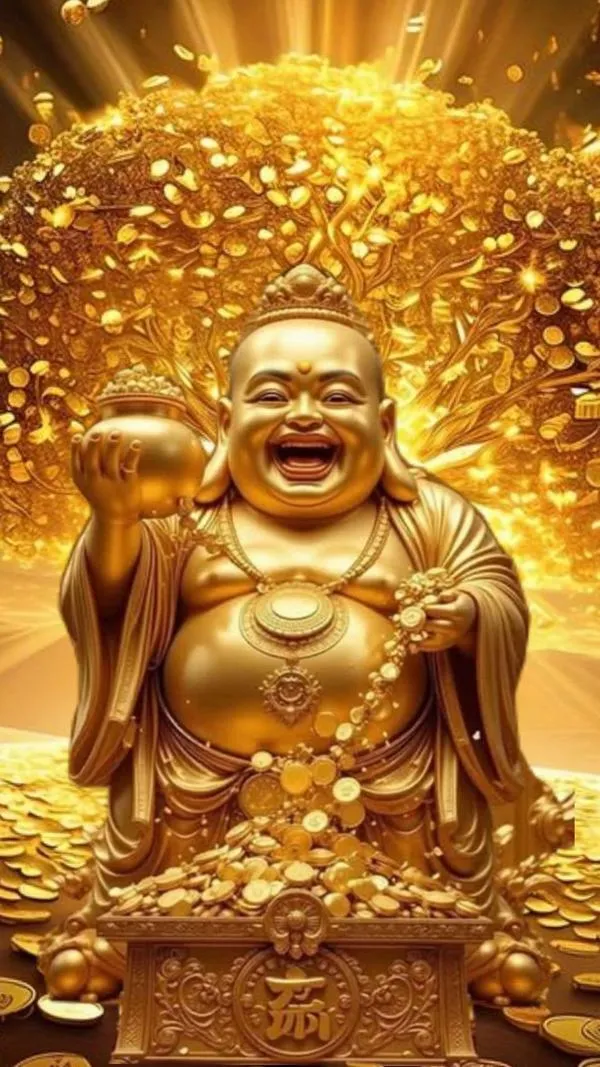 Ánh vàng kim phủ nhẹ làm không gian thiền ấm áp