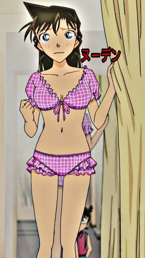 Hình nhân vật Ran mặc đồ bơi tông lạnh xanh xám, tương phản sáng tối rõ, ánh mắt bình tĩnh, hợp ảnh cover trang cá nhân