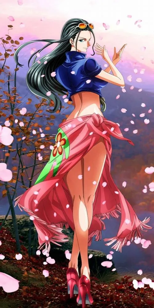 Ảnh anime Robin tay khoanh, ánh mắt cerulean sắc sảo, dáng cao nổi bật